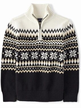 The Children's Place Fair Isle Snowflake Mock Neck Zip Pullover Sweater